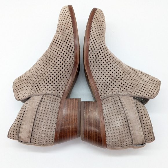 Sam Edelman Paula tan perforated suede leather wedge heel ankle boot 7.5 - Picture 5 of 12